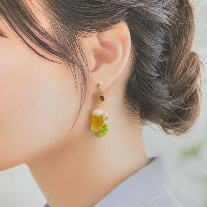 《乾杯したくなる♪》ビールと枝豆のピアス / イヤリング